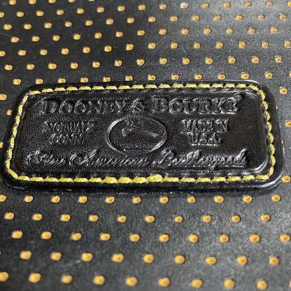 Dooney & Bourke All Leather Black & Gold Polka Dot Design Crossb… - Picture 7 of 15